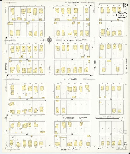 Sanborn Fire Insurance Map from Iola, Allen County, Kansas (1912), Sheet #0019 - Complete Map Set gallery image, historic Sanborn map, vintage wall art, Kansas Kansas