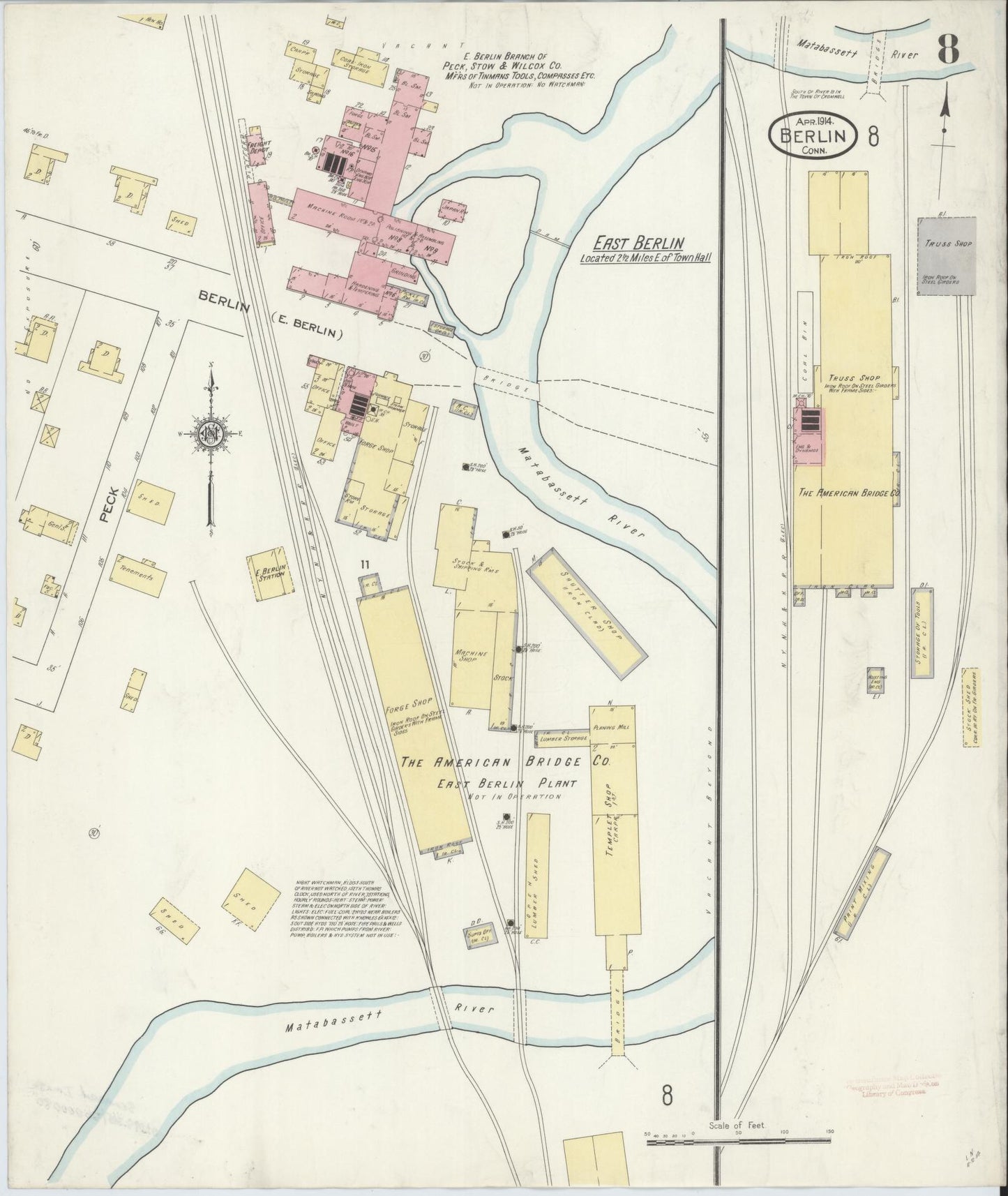 Sanborn Fire Insurance Map from Berlin, Hartford County, Connecticut (1914), Sheet #0008 - Complete Map Set gallery image, historic Sanborn map, vintage wall art, Connecticut Connecticut