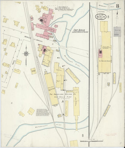 Sanborn Fire Insurance Map from Berlin, Hartford County, Connecticut (1914), Sheet #0008 - Complete Map Set gallery image, historic Sanborn map, vintage wall art, Connecticut Connecticut