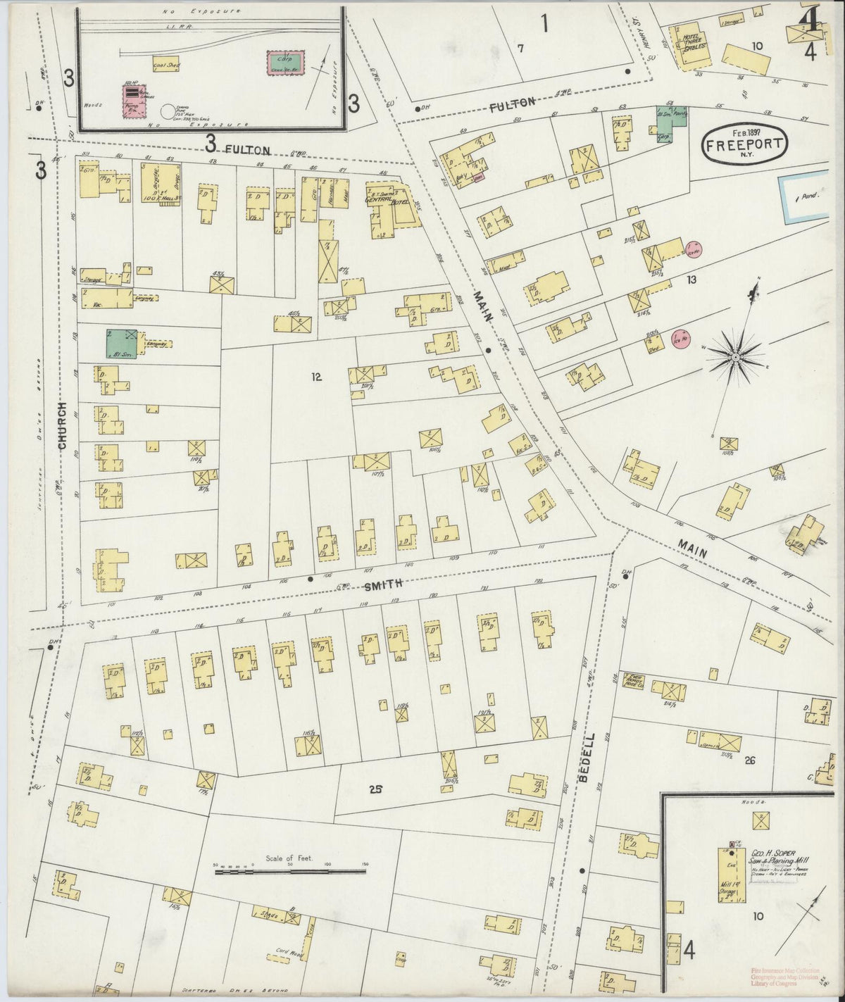 Sanborn Fire Insurance Map from Freeport, Nassau County, New York (1897), Sheet #0004 - Complete Map Set gallery image, historic Sanborn map, vintage wall art, New York New York