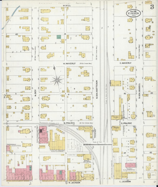 Sanborn Fire Insurance Map from Virden, Macoupin County, Illinois (1906), Sheet #0003 - Historic Sanborn Fire Insurance Map Print, vintage old map wall art, antique decor, genealogy gift, Illinois Illinois map