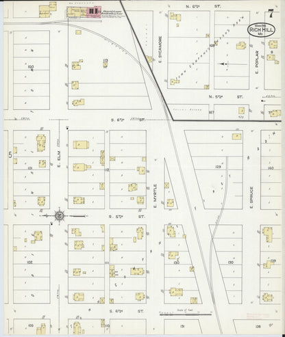 Sanborn Fire Insurance Map from Rich Hill, Bates County, Missouri (1914), Sheet #0007 - Complete Map Set gallery image, historic Sanborn map, vintage wall art, Missouri Missouri