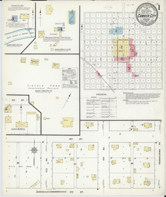 Sanborn Fire Insurance Map from Cawker City, Mitchell County, Kansas (1911), Sheet #0001 - Complete Map Set gallery image, historic Sanborn map, vintage wall art, Kansas Kansas