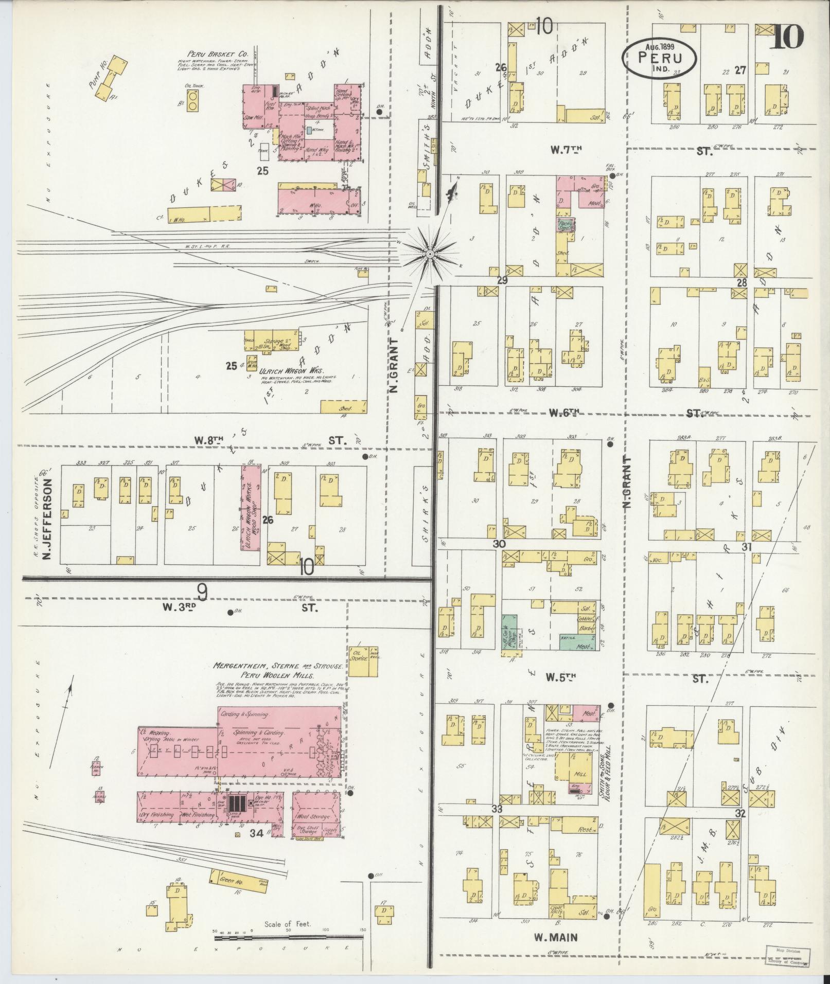 Sanborn Fire Insurance Map from Peru, Miami County, Indiana (1899), Sheet #0010 - Complete Map Set gallery image, historic Sanborn map, vintage wall art, Indiana Indiana