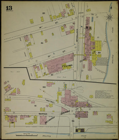 Sanborn Fire Insurance Map from Wheeling, Ohio County, West Virginia (1890), Sheet #0013 - Complete Map Set gallery image, historic Sanborn map, vintage wall art, West Virginia West Virginia