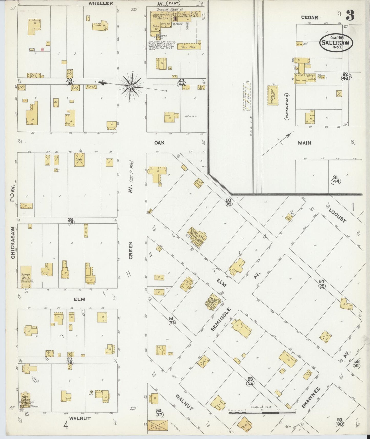 Sanborn Fire Insurance Map from Sallisaw, Sequoyah County, Oklahoma (1904), Sheet #0003 - Complete Map Set gallery image, historic Sanborn map, vintage wall art, Oklahoma Oklahoma