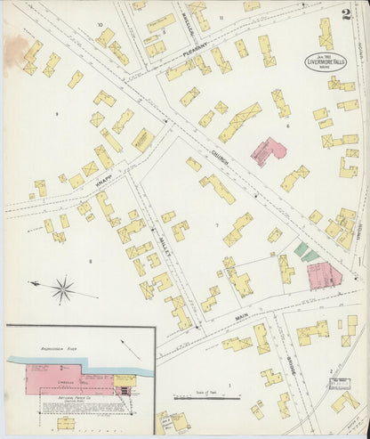 Sanborn Fire Insurance Map from Livermore Falls, Androscoggin County, Maine (1903), Sheet #0002 - Complete Map Set gallery image, historic Sanborn map, vintage wall art, Maine Maine
