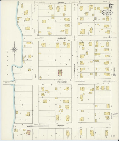 Sanborn Fire Insurance Map from Neenah, Winnebago County, Wisconsin (1913), Sheet #0017 - Complete Map Set gallery image, historic Sanborn map, vintage wall art, Wisconsin Wisconsin