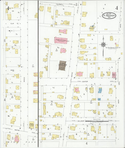 Sanborn Fire Insurance Map from Fort Recovery, Mercer County, Ohio (1927), Sheet #0004 - Complete Map Set gallery image, historic Sanborn map, vintage wall art, Ohio Ohio