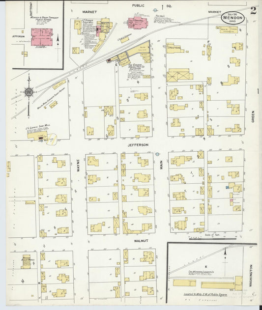 Sanborn Fire Insurance Map from Mendon, Mercer County, Ohio (1911), Sheet #0002 - Historic Sanborn Fire Insurance Map Print, vintage old map wall art, antique decor, genealogy gift, Ohio Ohio map