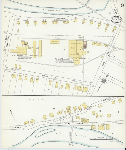 Sanborn Fire Insurance Map from Galeton, Potter County, Pennsylvania (1911), Sheet #0009 - Historic Sanborn Fire Insurance Map Print, vintage old map wall art, antique decor, genealogy gift, Pennsylvania Pennsylvania map