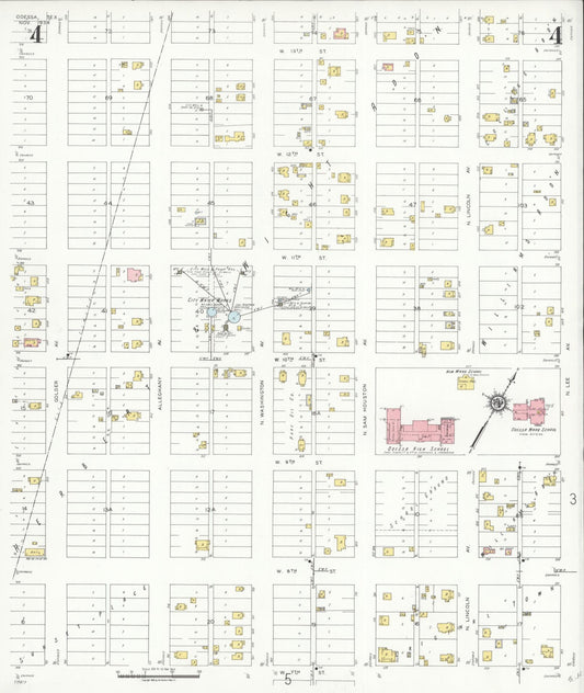 Sanborn Fire Insurance Map from Odessa, Edger County, Texas (1934), Sheet #0004 - Historic Sanborn Fire Insurance Map Print, vintage old map wall art, antique decor, genealogy gift, Texas Texas map