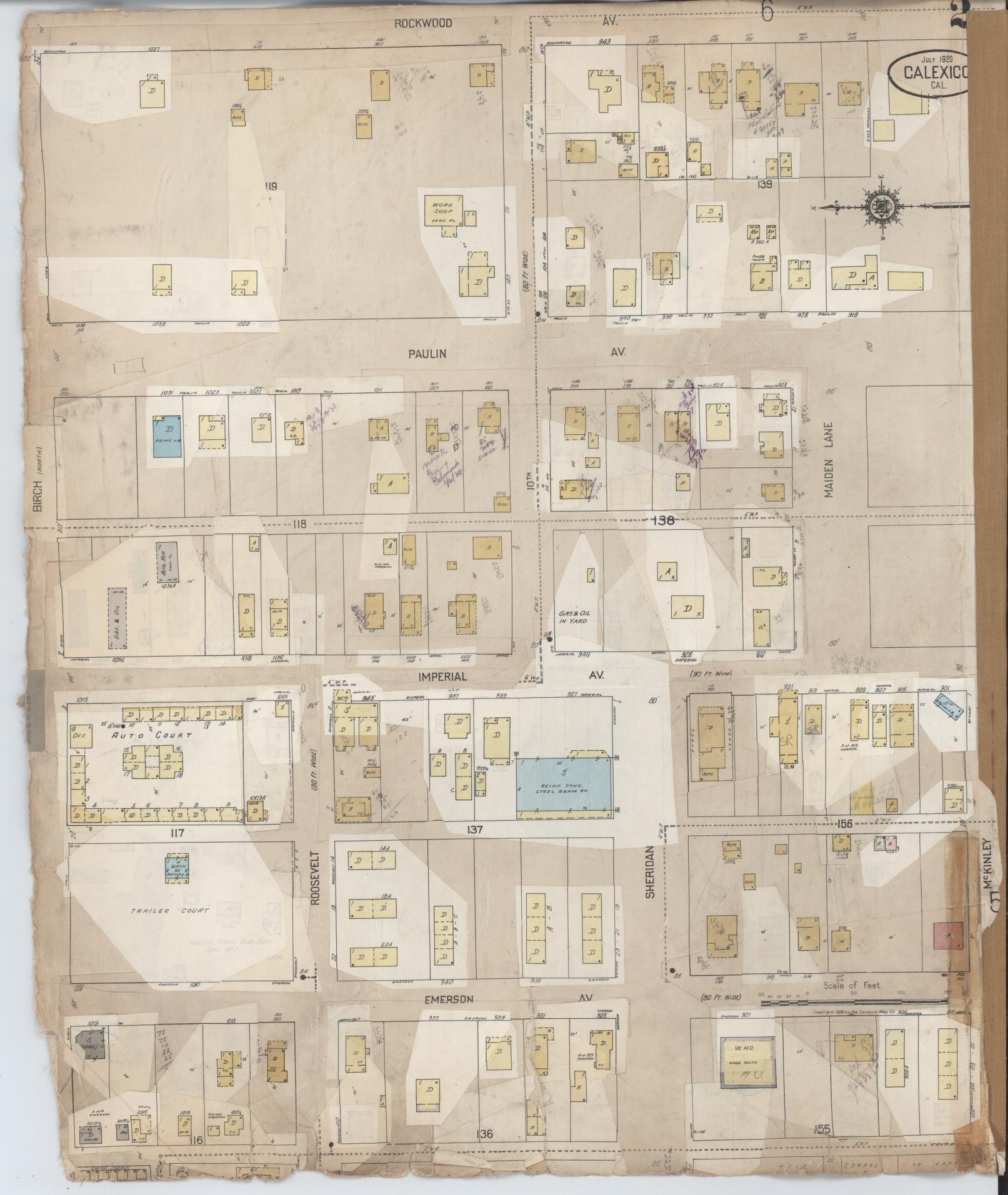 Sanborn Fire Insurance Map from Calexico, Imperial County, California (1956), Sheet #0002 - Complete Map Set gallery image, historic Sanborn map, vintage wall art, California California
