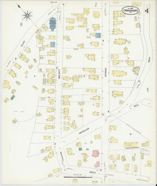 Sanborn Fire Insurance Map from Canajoharie, Montgomery County, New York (1908), Sheet #0004 - Historic Sanborn Fire Insurance Map Print, vintage old map wall art, antique decor, genealogy gift, New York New York map