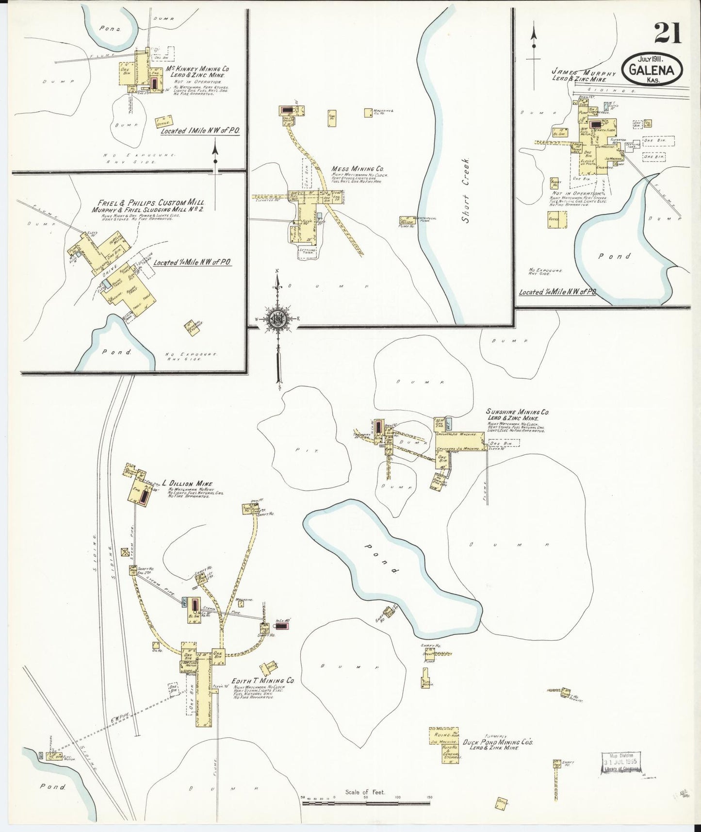 Sanborn Fire Insurance Map from Galena, Cherokee County, Kansas (1911), Sheet #0021 - Complete Map Set gallery image, historic Sanborn map, vintage wall art, Kansas Kansas