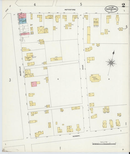 Sanborn Fire Insurance Map from Edinboro, Erie County, Pennsylvania (1906), Sheet #0002 - Complete Map Set gallery image, historic Sanborn map, vintage wall art, Pennsylvania Pennsylvania