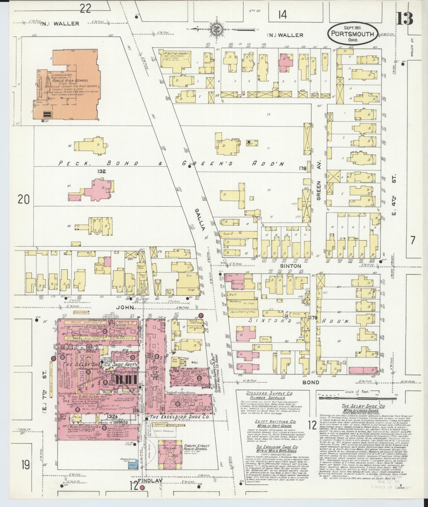 Sanborn Fire Insurance Map from Portsmouth, Scioto County, Ohio (1911), Sheet #0013 - Complete Map Set gallery image, historic Sanborn map, vintage wall art, Ohio Ohio