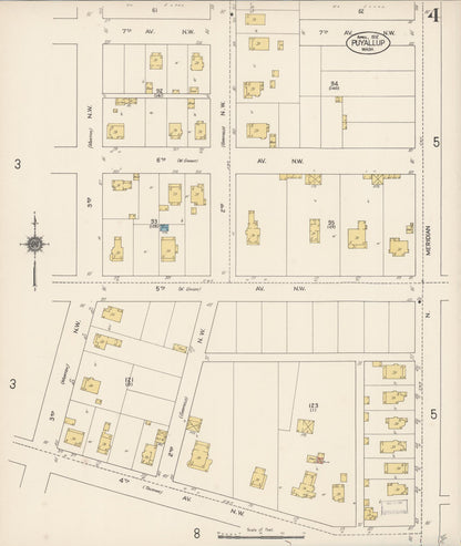 Sanborn Fire Insurance Map from Puyallup, Pierce County, Washington (1912), Sheet #0004 - Complete Map Set gallery image, historic Sanborn map, vintage wall art, Washington Washington