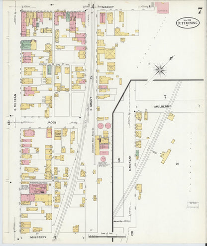 Sanborn Fire Insurance Map from Kittanning, Armstrong County, Pennsylvania (1909), Sheet #0007 - Complete Map Set gallery image, historic Sanborn map, vintage wall art, Pennsylvania Pennsylvania
