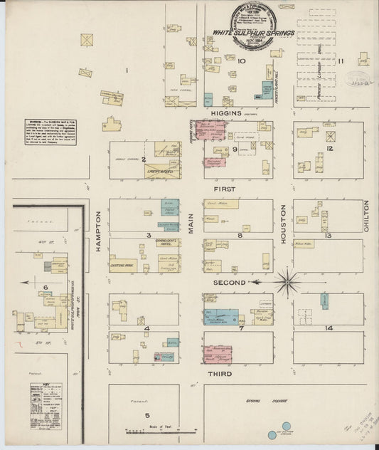 Sanborn Fire Insurance Map from White Sulphur Springs, Meagber County, Montana (1884), Sheet #0001 - Historic Sanborn Fire Insurance Map Print, vintage old map wall art, antique decor, genealogy gift, Montana Montana map