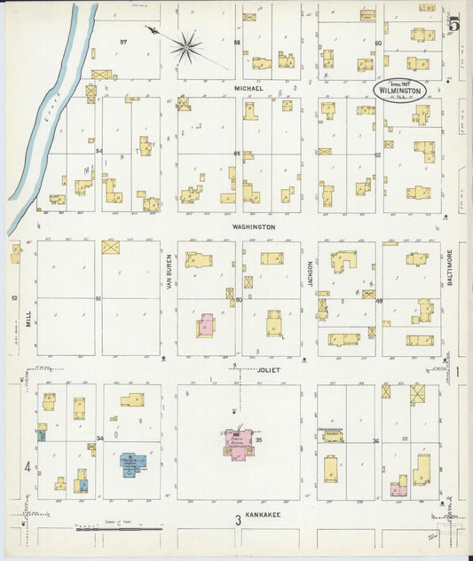 Sanborn Fire Insurance Map from Wilmington, Will County, Illinois (1907), Sheet #0005 - Historic Sanborn Fire Insurance Map Print, vintage old map wall art, antique decor, genealogy gift, Illinois Illinois map