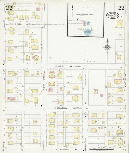 Sanborn Fire Insurance Map from Ponca City, Kay County, Oklahoma (1925), Sheet #0022 - Complete Map Set gallery image, historic Sanborn map, vintage wall art, Oklahoma Oklahoma
