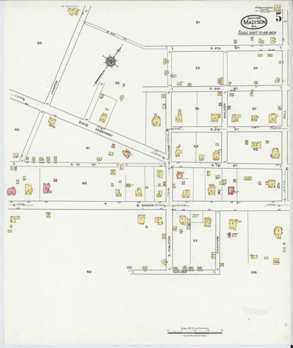 Sanborn Fire Insurance Map from Madison, Morgan County, Georgia (1921), Sheet #0005 - Complete Map Set gallery image, historic Sanborn map, vintage wall art, Georgia Georgia