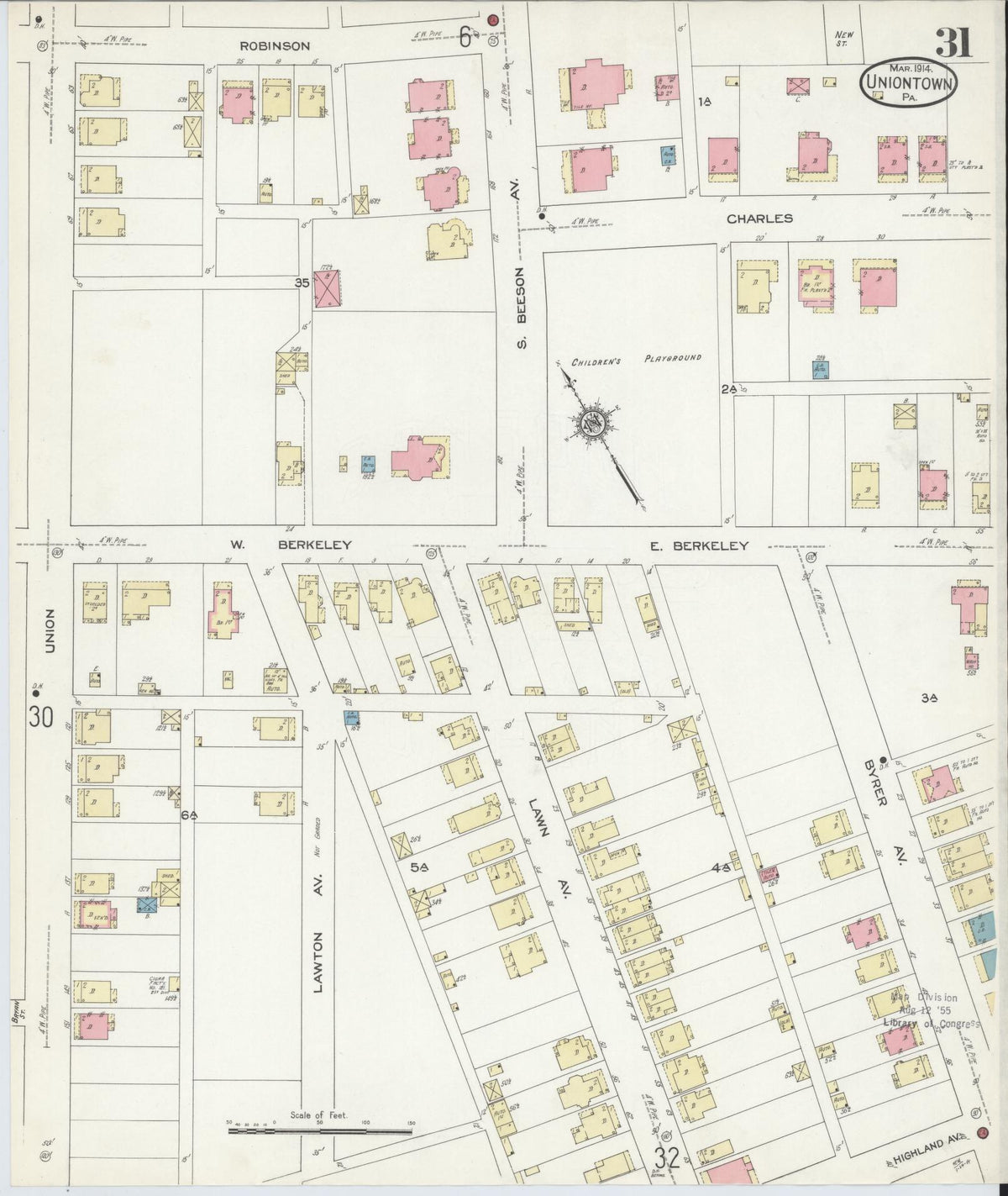 Sanborn Fire Insurance Map from Uniontown, Fayette County, Pennsylvania (1914), Sheet #0031 - Complete Map Set gallery image, historic Sanborn map, vintage wall art, Pennsylvania Pennsylvania