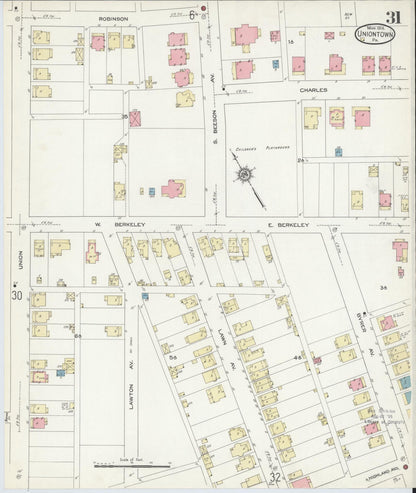 Sanborn Fire Insurance Map from Uniontown, Fayette County, Pennsylvania (1914), Sheet #0031 - Complete Map Set gallery image, historic Sanborn map, vintage wall art, Pennsylvania Pennsylvania