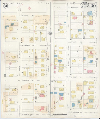 Sanborn Fire Insurance Map from Trinidad, Las Animas County, Colorado (1948), Sheet #0030 - Complete Map Set gallery image, historic Sanborn map, vintage wall art, Colorado Colorado