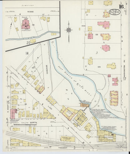 Sanborn Fire Insurance Map from Elyria, Lorain County, Ohio (1915), Sheet #0016 - Complete Map Set gallery image, historic Sanborn map, vintage wall art, Ohio Ohio