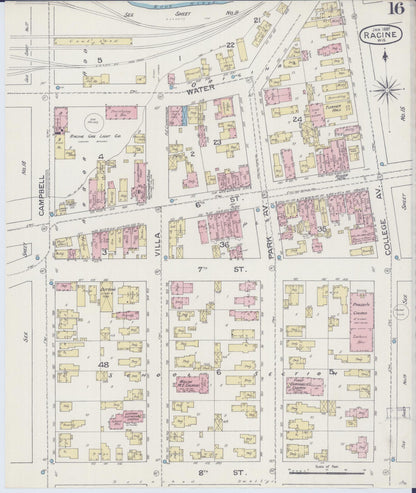 Sanborn Fire Insurance Map from Racine, Racine County, Wisconsin (1887), Sheet #0016 - Complete Map Set gallery image, historic Sanborn map, vintage wall art, Wisconsin Wisconsin