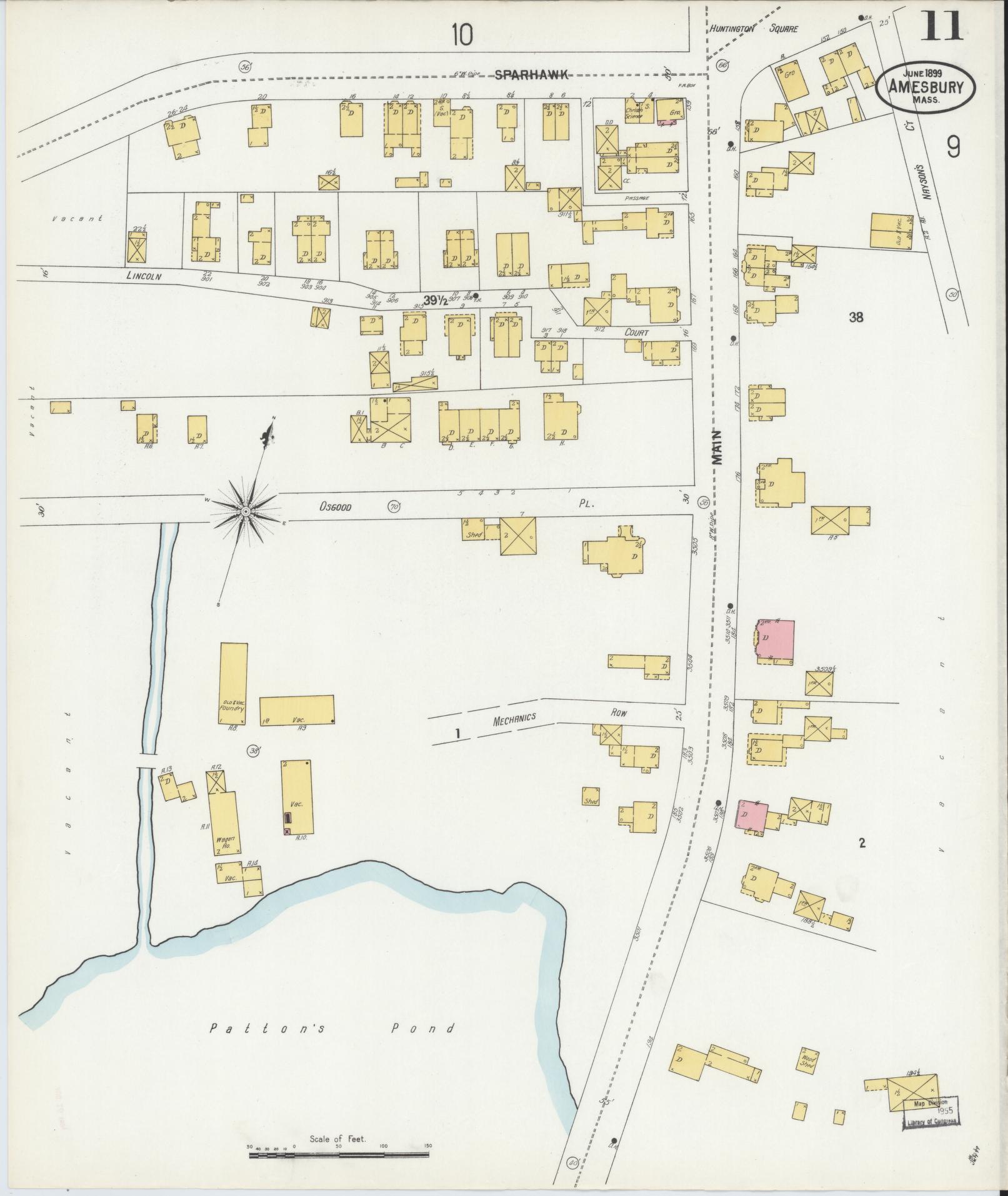 Sanborn Fire Insurance Map from Amesbury, Essex County, Massachusetts (1899), Sheet #0011 - Complete Map Set gallery image, historic Sanborn map, vintage wall art, Massachusetts Massachusetts