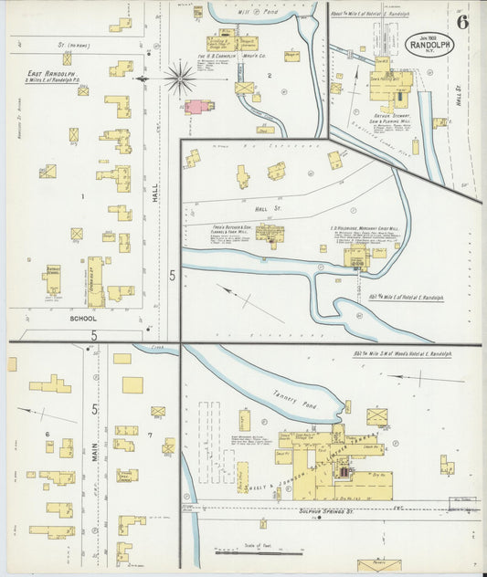 Sanborn Fire Insurance Map from Randolph, Cattaraugus County, New York (1902), Sheet #0006 - Historic Sanborn Fire Insurance Map Print, vintage old map wall art, antique decor, genealogy gift, New York New York map