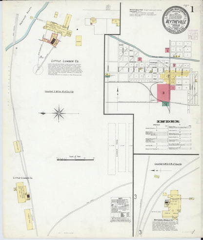 Sanborn Fire Insurance Map from Blytheville, Mississippi County, Arkansas (1908), Sheet #0001 - Complete Map Set gallery image, historic Sanborn map, vintage wall art, Blytheville Mississippi