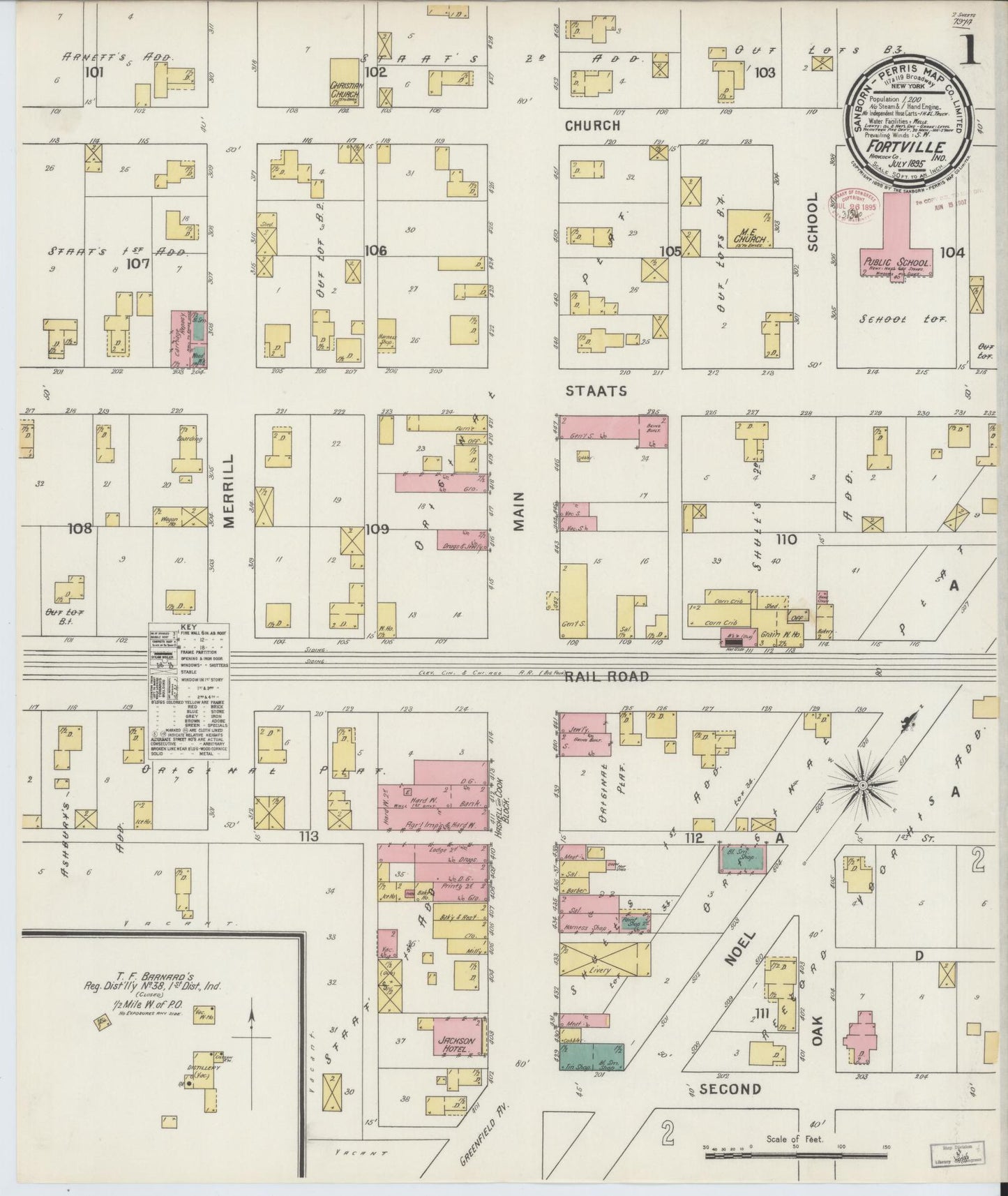 Sanborn Fire Insurance Map from Fortville, Hancock County, Indiana (1895), Sheet #0001 - Complete Map Set gallery image, historic Sanborn map, vintage wall art, Indiana Indiana
