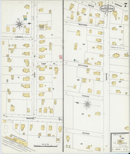 Sanborn Fire Insurance Map from Southington, Hartford County, Connecticut (1906), Sheet #0007 - Complete Map Set gallery image, historic Sanborn map, vintage wall art, Connecticut Connecticut