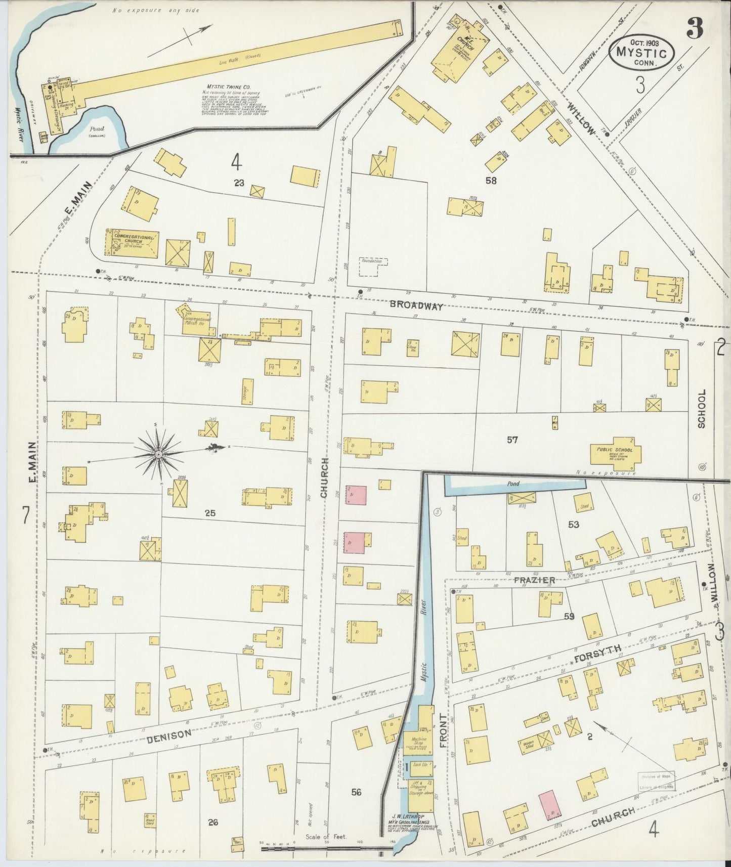 Sanborn Fire Insurance Map from Mystic, New London County, Connecticut (1903), Sheet #0003 - Complete Map Set gallery image, historic Sanborn map, vintage wall art, Connecticut Connecticut