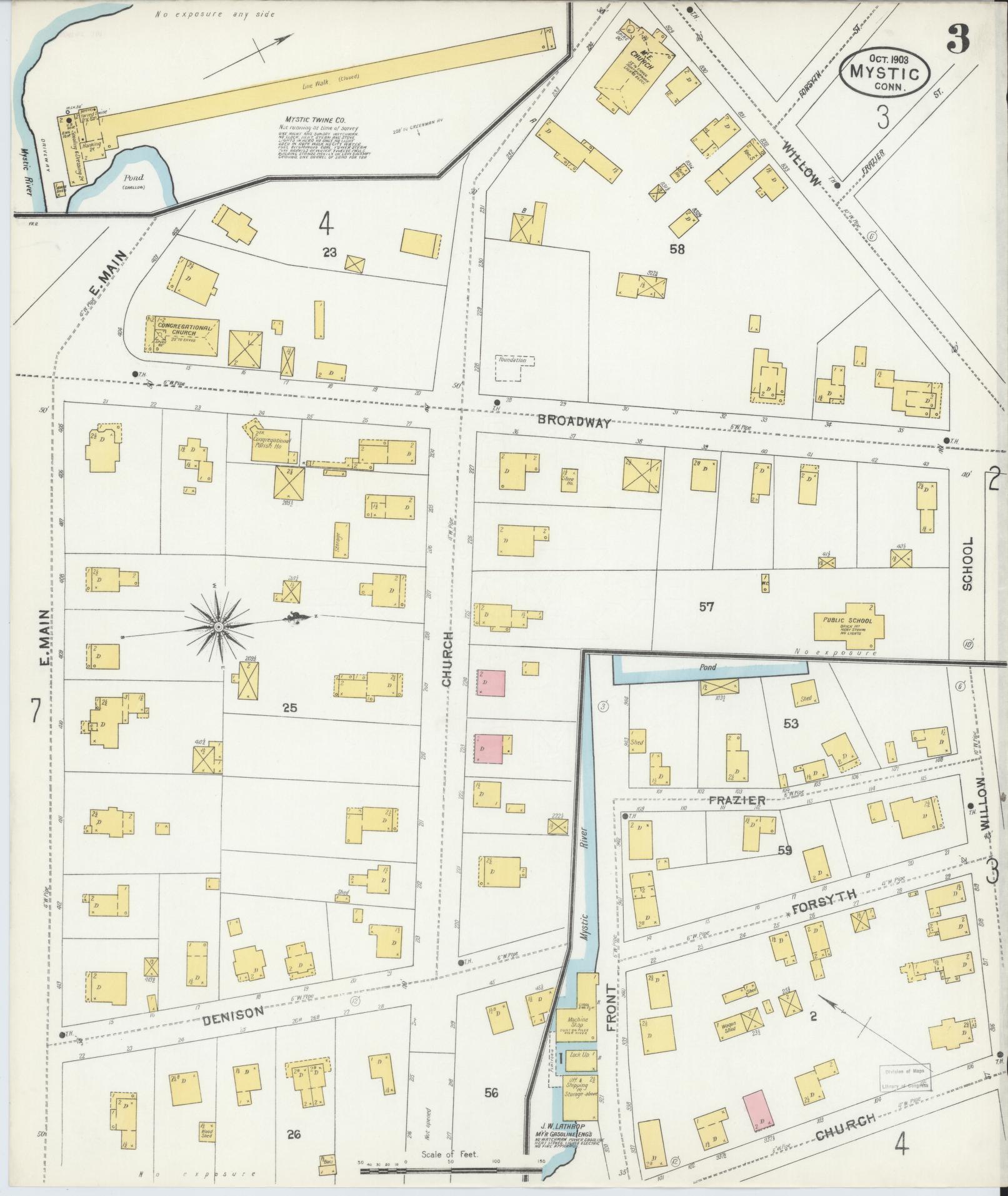 Sanborn Fire Insurance Map from Mystic, New London County, Connecticut (1903), Sheet #0003 - Complete Map Set gallery image, historic Sanborn map, vintage wall art, Connecticut Connecticut