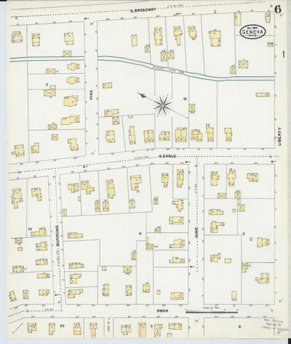 Sanborn Fire Insurance Map from Geneva, Ashtabula County, Ohio (1904), Sheet #0006 - Historic Sanborn Fire Insurance Map Print, vintage old map wall art, antique decor, genealogy gift, Ohio Ohio map