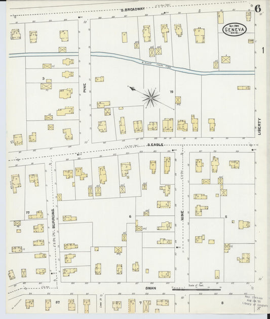 Sanborn Fire Insurance Map from Geneva, Ashtabula County, Ohio (1904), Sheet #0006 - Historic Sanborn Fire Insurance Map Print, vintage old map wall art, antique decor, genealogy gift, Ohio Ohio map