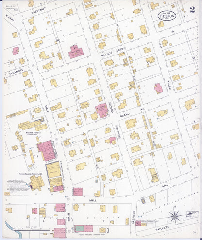 Sanborn Fire Insurance Map from Festus, Jefferson County, Missouri (1908), Sheet #0002 - Complete Map Set gallery image, historic Sanborn map, vintage wall art, Missouri Missouri