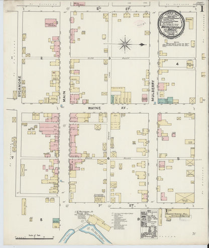 Sanborn Fire Insurance Map from Waynesboro, Independent Cities, Virginia (1891), Sheet #0001 - Complete Map Set gallery image, historic Sanborn map, vintage wall art, Virginia Virginia