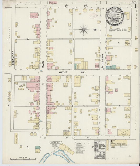 Sanborn Fire Insurance Map from Waynesboro, Independent Cities, Virginia (1891), Sheet #0001 - Complete Map Set gallery image, historic Sanborn map, vintage wall art, Virginia Virginia