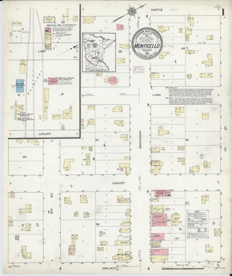 Sanborn Fire Insurance Map from Monticello, Wright County, Minnesota. (1914) – Map View