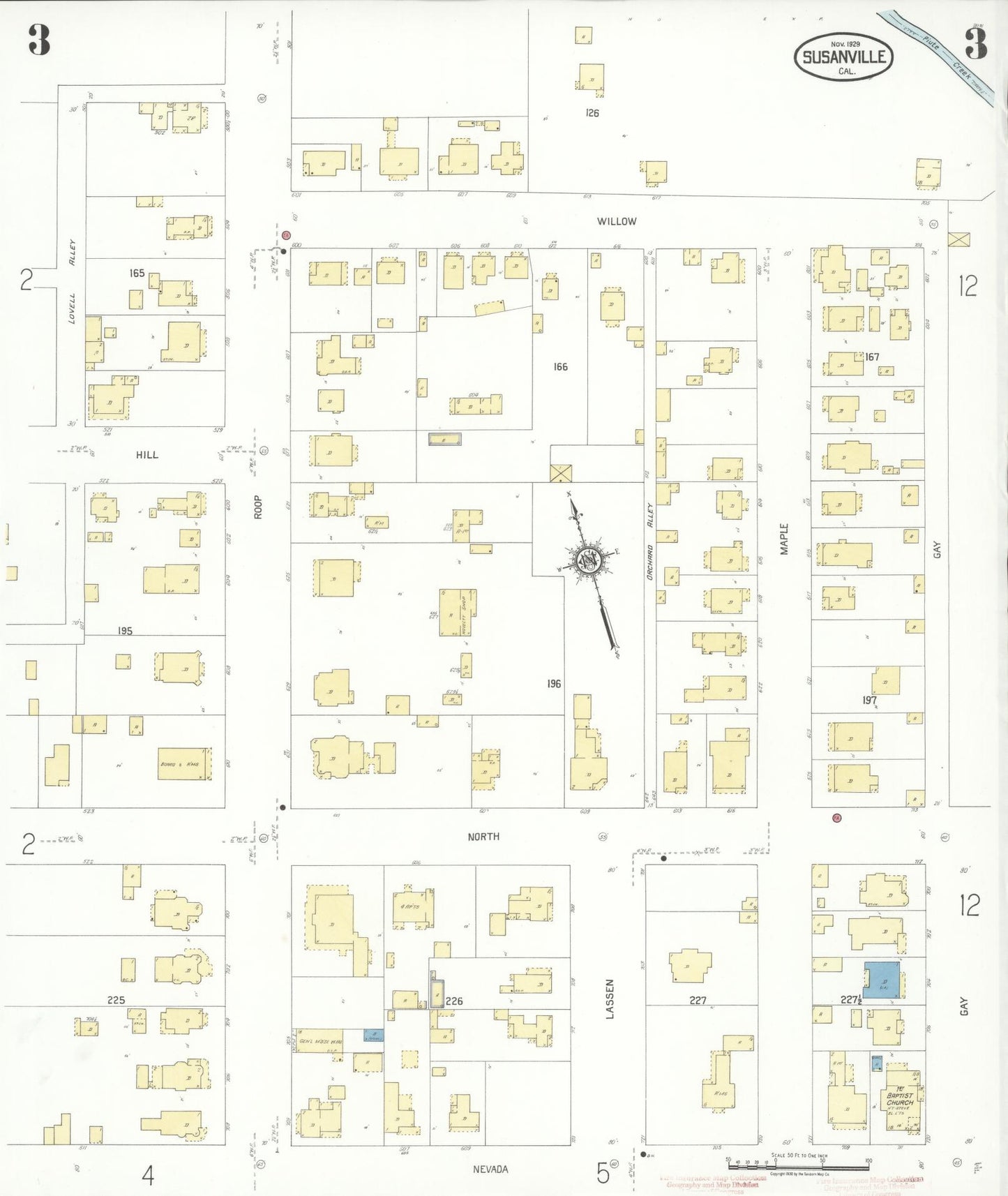 Sanborn Fire Insurance Map from Susanville, Lassen County, California (1929), Sheet #0003 - Complete Map Set gallery image, historic Sanborn map, vintage wall art, California California