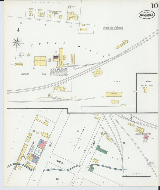 Sanborn Fire Insurance Map from Negaunee, Marquette County, Michigan (1902), Sheet #0010 - Historic Sanborn Fire Insurance Map Print, vintage old map wall art, antique decor, genealogy gift, Michigan Michigan map
