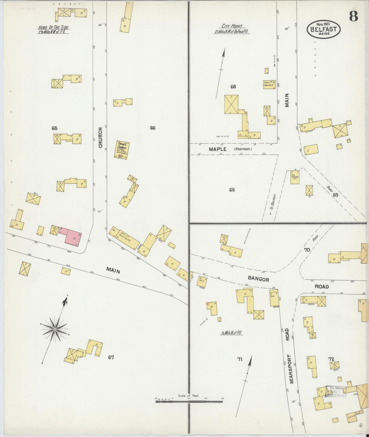 Sanborn Fire Insurance Map from Belfast, Waldo County, Maine (1901), Sheet #0008 - Complete Map Set gallery image, historic Sanborn map, vintage wall art, Maine Maine