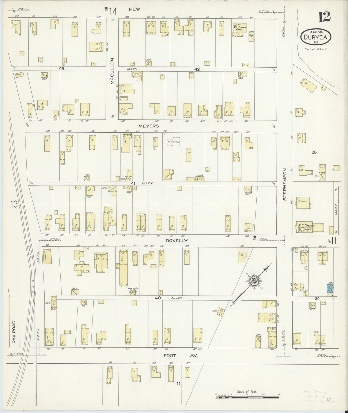 Sanborn Fire Insurance Map from Duryea, Luzerne County, Pennsylvania (1914), Sheet #0012 - Complete Map Set gallery image, historic Sanborn map, vintage wall art, Pennsylvania Pennsylvania