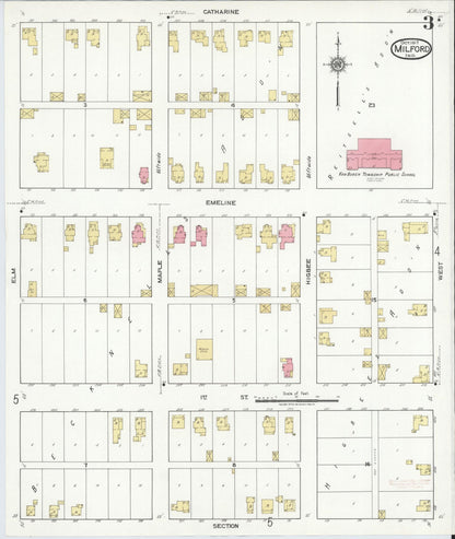 Sanborn Fire Insurance Map from Milford, Kosciusko County, Indiana (1917), Sheet #0003 - Historic Sanborn Fire Insurance Map Print, vintage old map wall art, antique decor, genealogy gift, Indiana Indiana map
